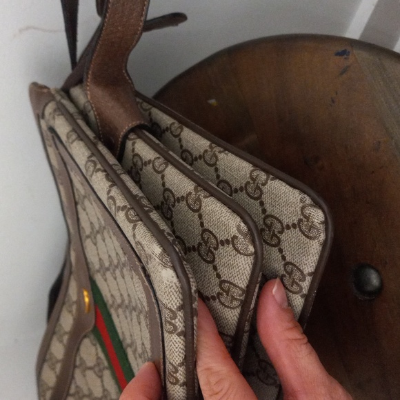 Authentic Vintage Gucci GG Monogram Supreme Sherry Web Ophidia Accordion Bag - Picture 9 of 14